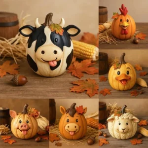 Farmhouse Pumpkin Figurines