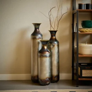 Set of 3 Bronze Floor Vases